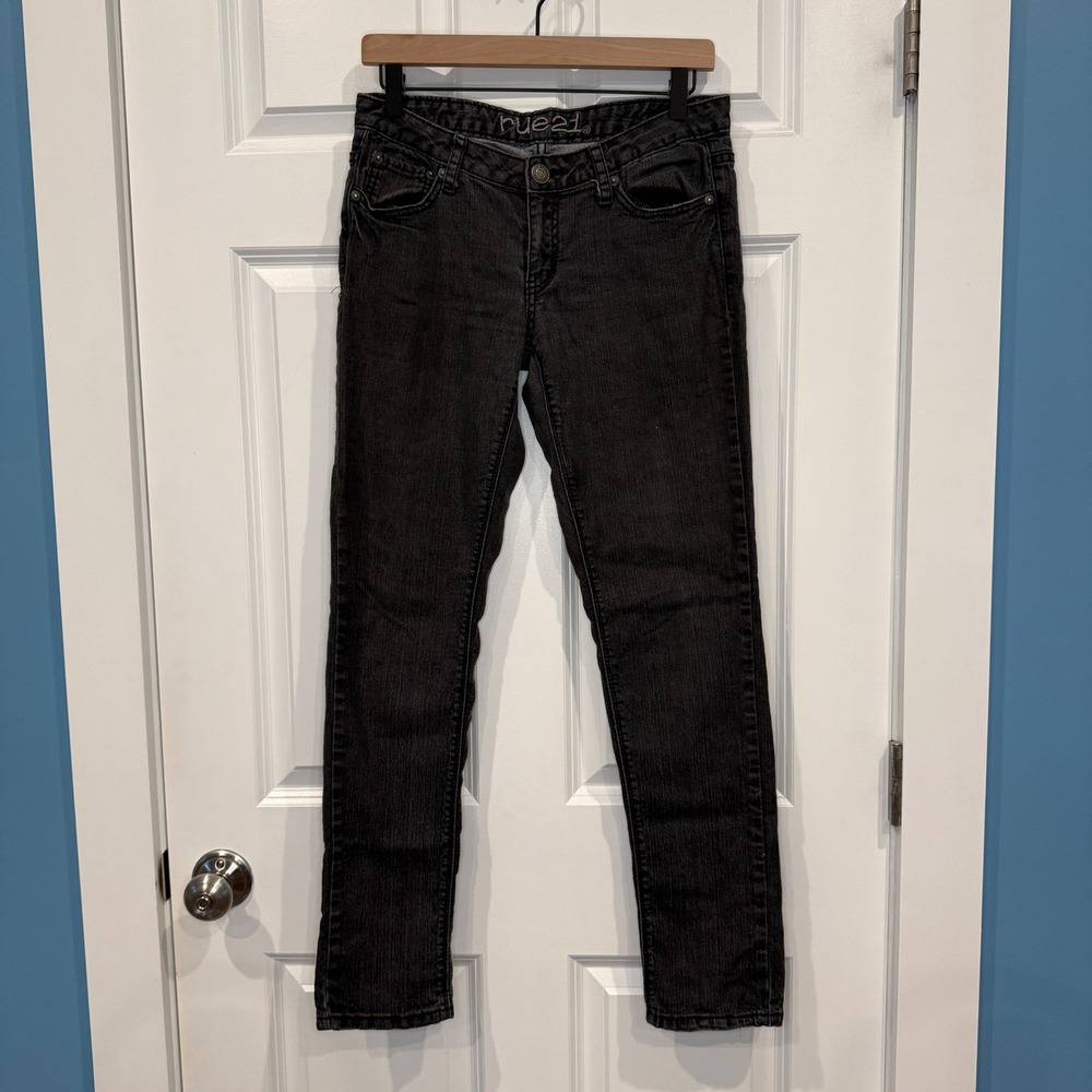 Rue21 Womens Low Rise Skinny Jeans Black Faded Denim Size 5/6 Regular Stretch